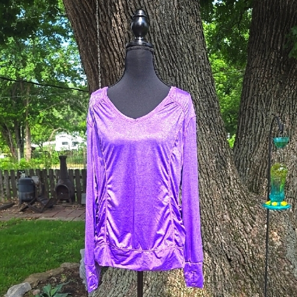 Tangerine Tops - Tangerine Purple Ruched Active Top XXL